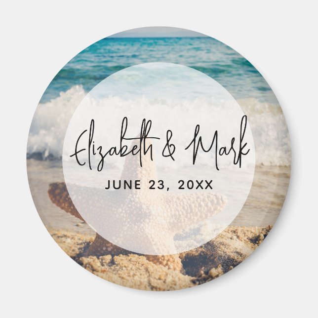 Imán Starfish en un Boda de fotos de Sandy Beach (Frente)