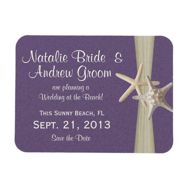 Imán Starfish Purple Save the Date (Horizontal)