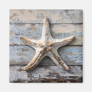 Imán Starfish rústico en la madera meteorológica
