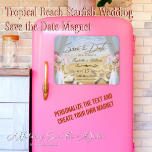 Imán Starfish Tropical Beach Wedding Salva la fecha