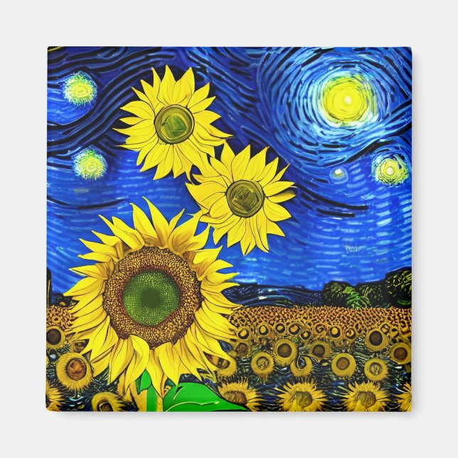 Imán Starry Sunflowers Night Magnet (Frente)