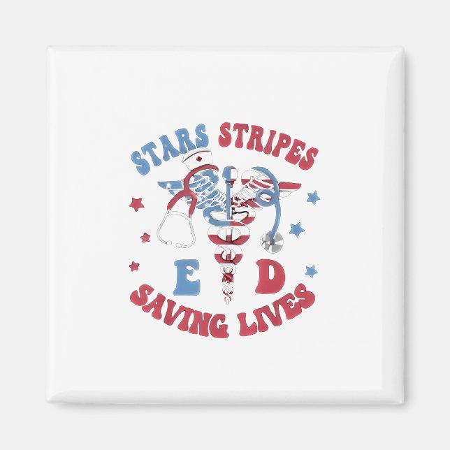 Imán Stars Stripes E D Salvando vidas (Frente)