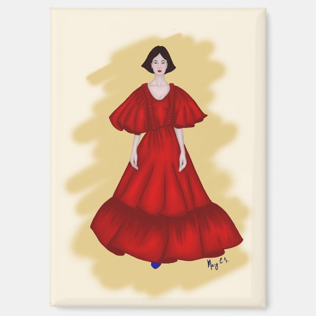 Imán Statement Red Look with Dreamy Yellow Scene (Anverso)