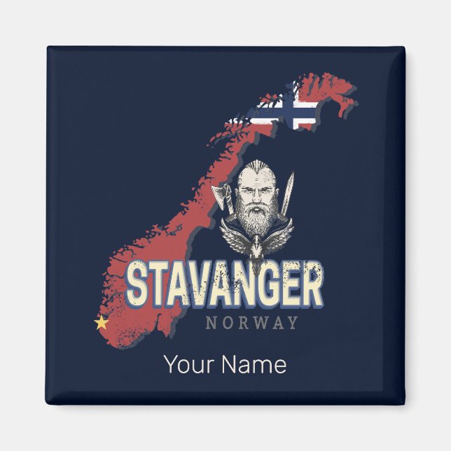 Imán Stavanger Noruega Mapa de la ciudad retro vacacion (Frente)