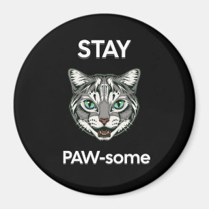 Imán Stay Pawsome pun gato negro
