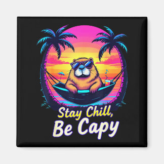 Imán Stay Retro Chill Be Capy Capybara Sunset Beach Gro
