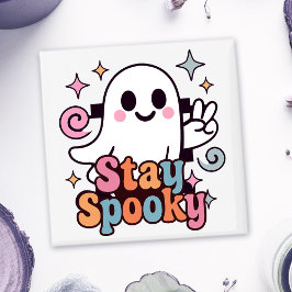 Imán Stay Spooky Groovy Ghost Retro Pastel Halloween