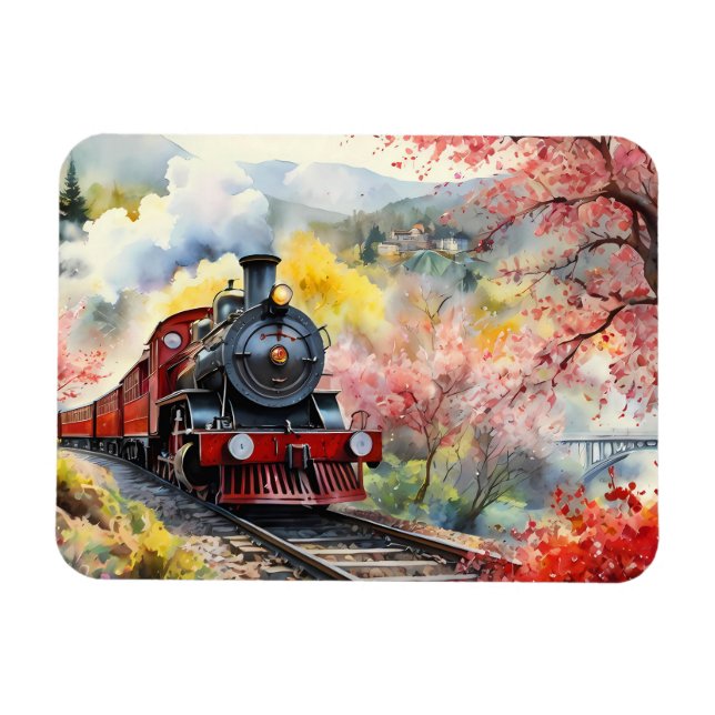 Imán Steam Train Dreams Landscape Watercolour Artwork j (Horizontal)