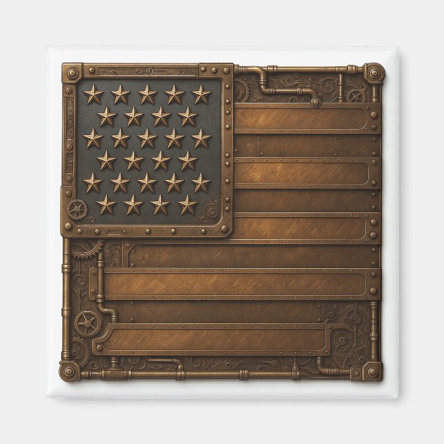 Imán Steampunk American Flag. (Frente)