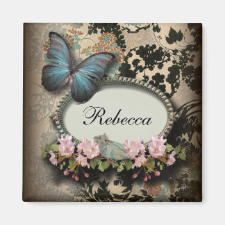 Imán steampunk Efímera floral Mariposa victoriana