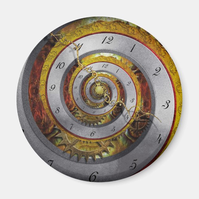 Imán Steampunk - Espiral - Tiempo infinito (Frente)