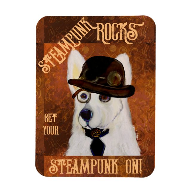 Imán Steampunk German Shepherd (Vertical)