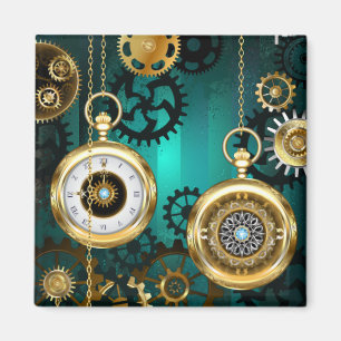 Imán Steampunk Jewelry Watch sobre un fondo verde