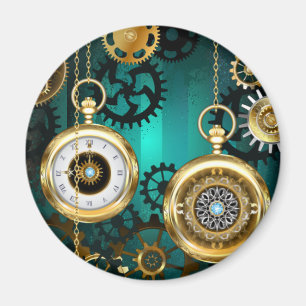 Imán Steampunk Jewelry Watch sobre un fondo verde