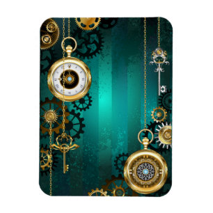 Imán Steampunk Jewelry Watch sobre un fondo verde