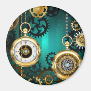 Imán Steampunk Jewelry Watch sobre un fondo verde