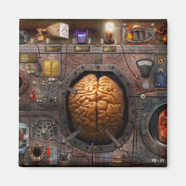 Imán Steampunk - Sobrecarga de información (Frente)