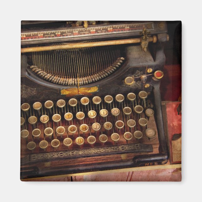 Imán Steampunk - Sólo una máquina de escribir normal (Frente)