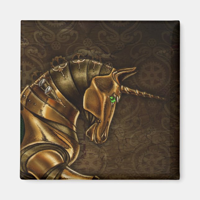 Imán Steampunk Unicorn Damask Magnet (Frente)