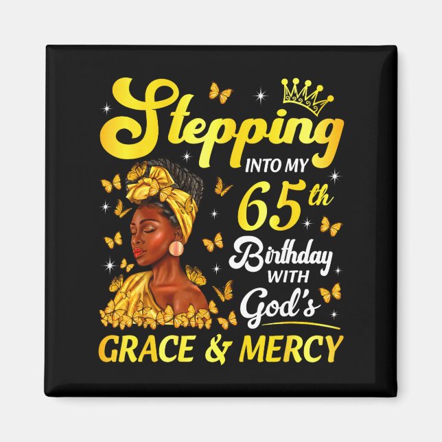 Imán Stepng Into My 65th Birthday Christian Afro Women  (Frente)