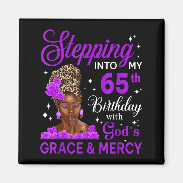 Imán Stepng Into My 65th Birthday Headwrap Black Woman  (Frente)
