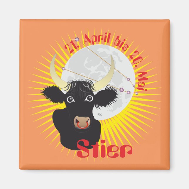 Imán Stier 21. Abril bis 20. Mai Magnet (Frente)