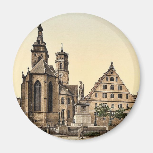 Imán Stiftkirche, Stuttgart, Wurtemburg, Alemania rara  (Frente)