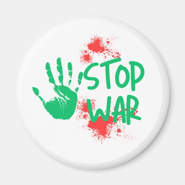 Imán Stop War – Bold Handprint Anti-War Graphic Design (Frente)