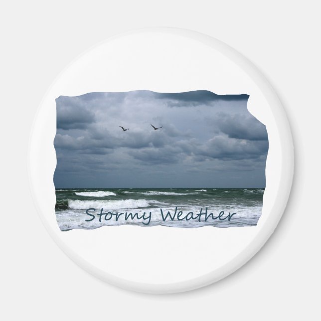 Imán Stormy Beach con imágenes de gaviotas (Frente)