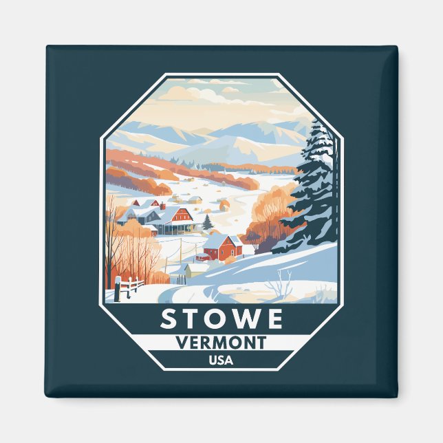 Imán Stowe Vermont Winter Vintage (Frente)