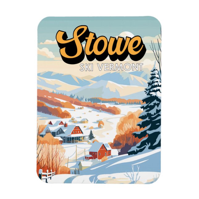 Imán Stowe Vermont Winter Vintage (Vertical)