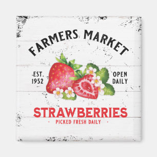 Imán Strawberry Farm Farmhouse Strawberries Decor 