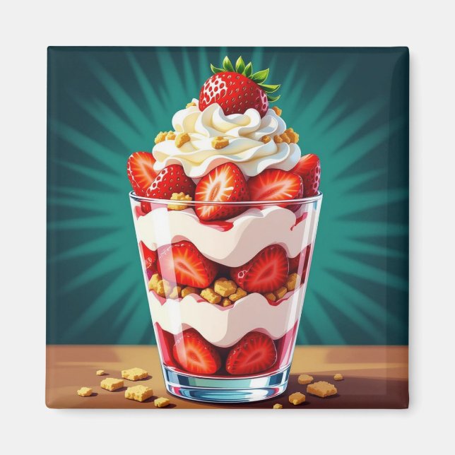 Imán Strawberry, Granola and Whipped Cream Parfait  (Frente)
