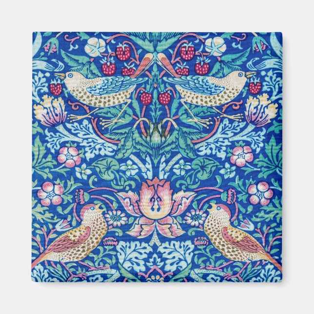 Imán Strawberry Thief Blue, William Morris Magnet (Frente)