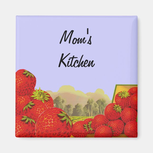 Imán Strawberry Vintage Crate Art Personalizado Kitchen (Frente)