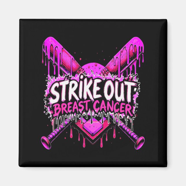 Imán Strike Out Breast Cancer Baseball Softball Drip Ho (Frente)