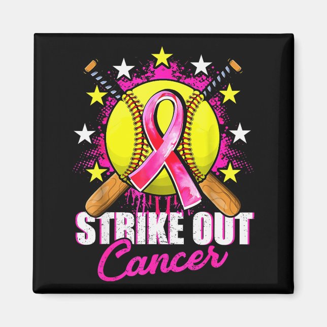 Imán Strike Out Breast Cancer Warrior Softball Nk Ribbo (Frente)