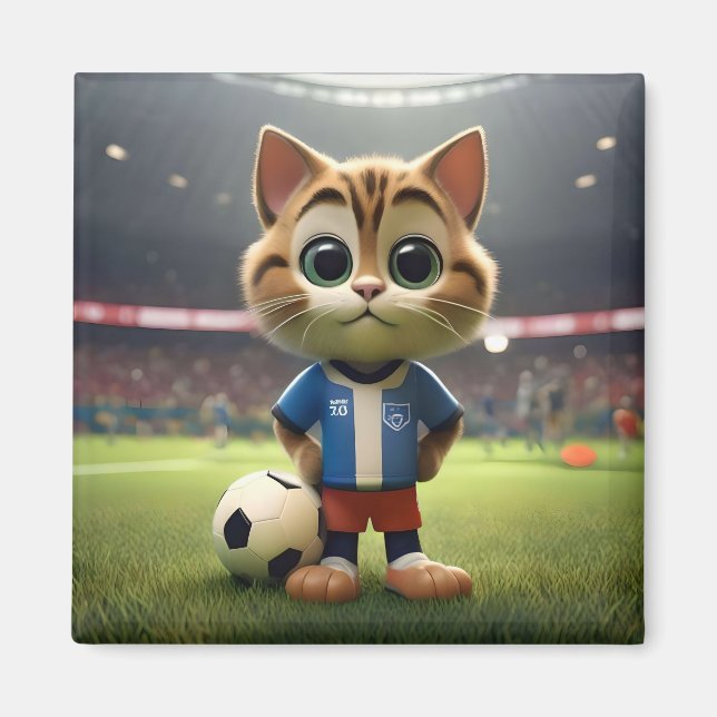 Imán "Striker perfecto: El gato de fútbol 3D" (Frente)