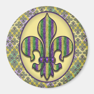 Imán Stripe Mardi Gras Fleur de lis