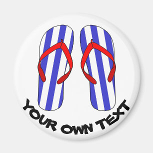 Imán Stripey Flip Flops Beach Sandles Personalizado Tex