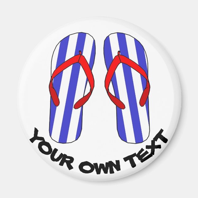 Imán Stripey Flip Flops Beach Sandles Personalizado Tex (Frente)