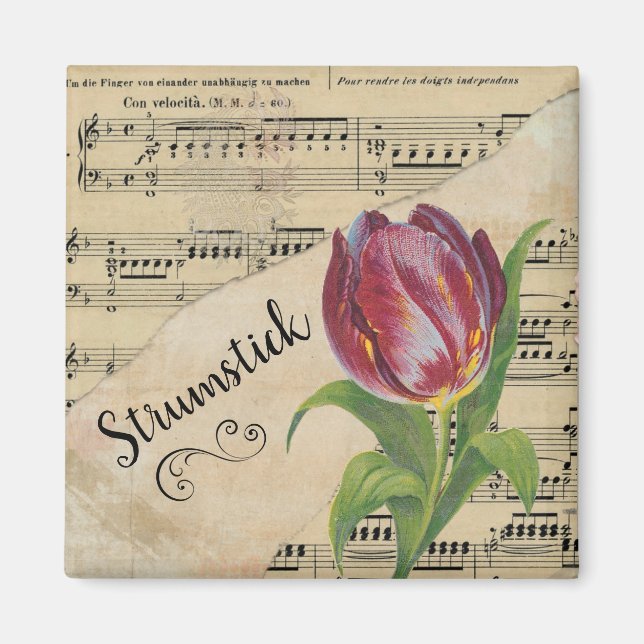 Imán Strumstick Elegante Tulip Vintage Sheet Music (Frente)