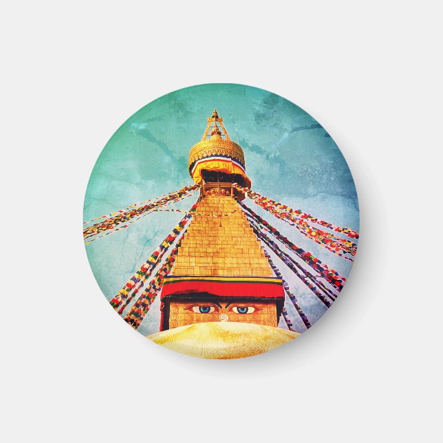 Imán Stupa Boudhanath, ojos budistas, himalayas, Nepal (Frente)