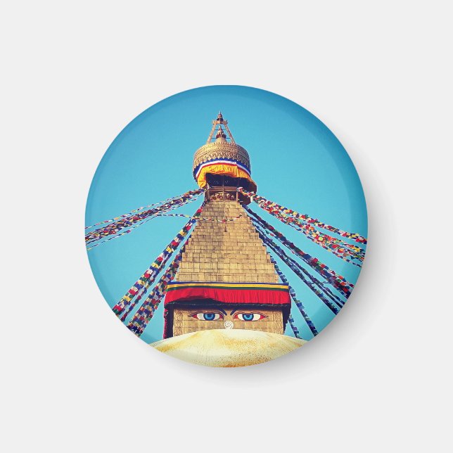Imán Stupa Boudhanath, ojos budistas, himalayas, Nepal (Frente)