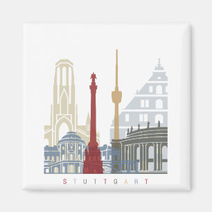 Imán Stuttgart skyline poster