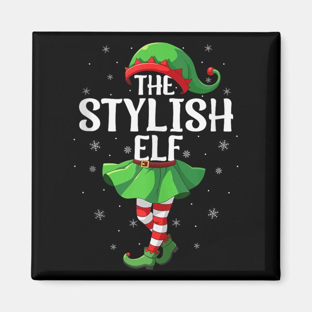 Imán Stylish Elf Christmas Girls Women Elf Squad Xmas F (Frente)