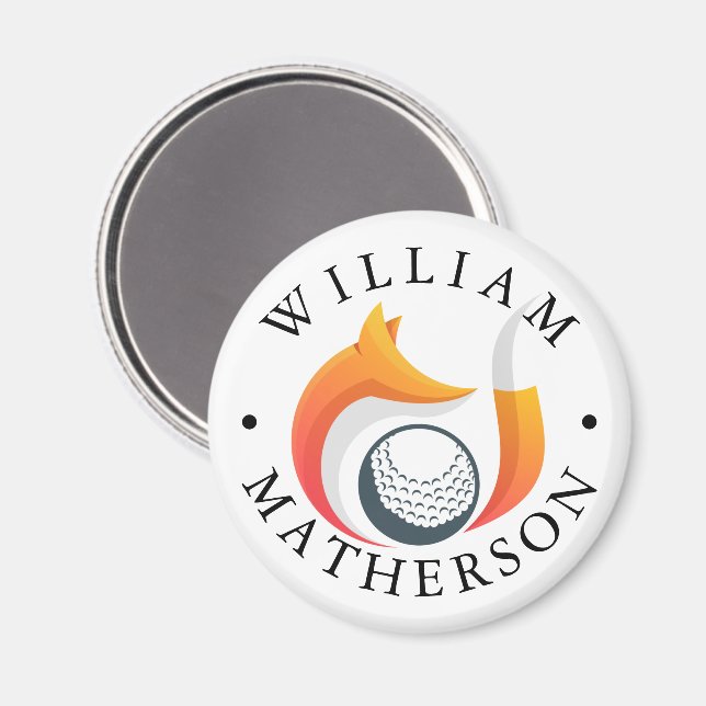 Imán Stylish Fox Custom Name Golf Ball Marker (Anverso/Reverso)