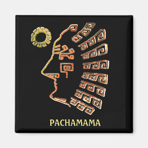 Imán Stylish Machu_Picchu Drawing on Black