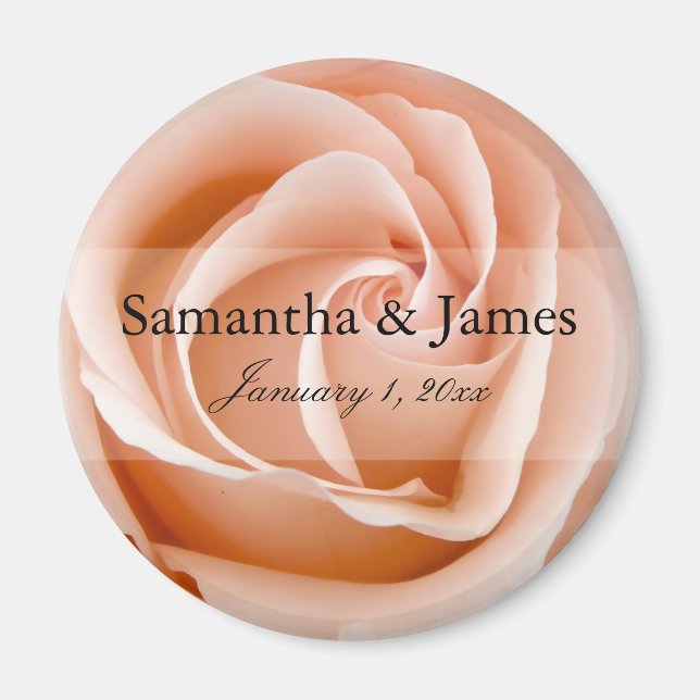 Imán Stylish Soft Orange Rose Personal Wedding (Frente)