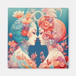 Imán Su amor, su camino | Beso Lésbico Estilo Art Déco